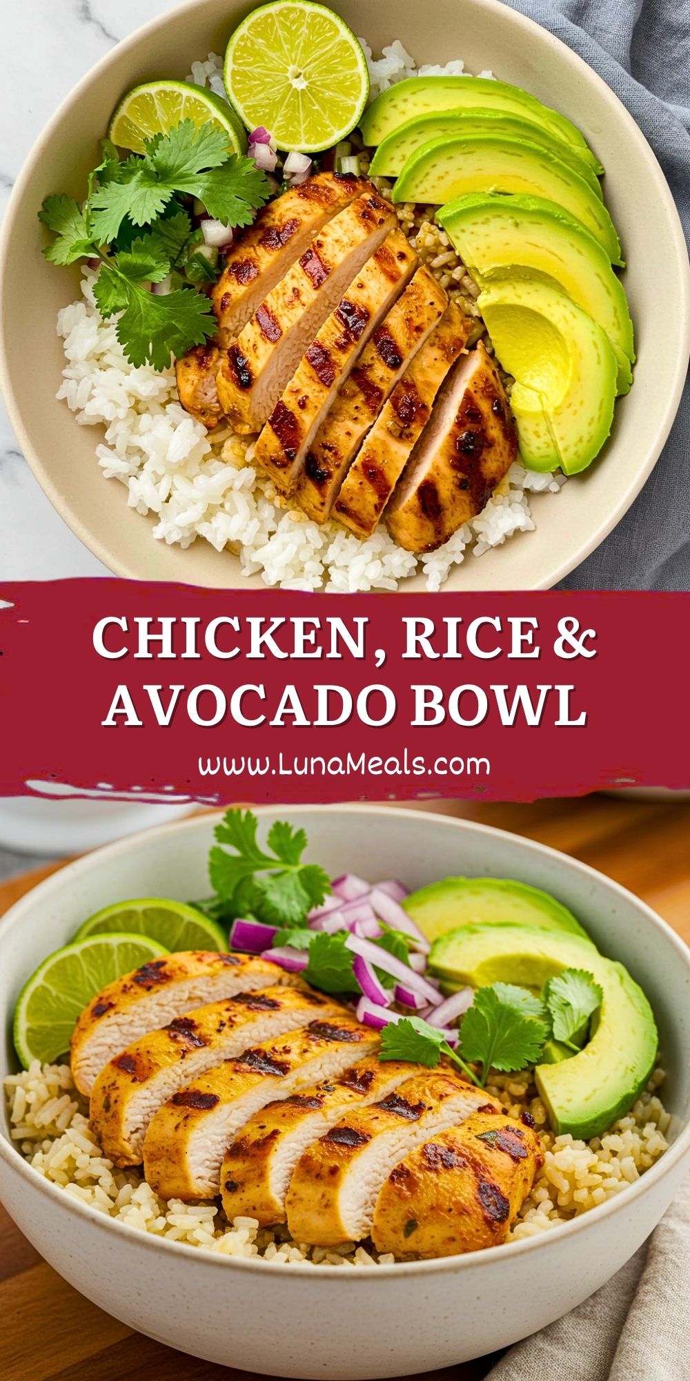 Meat Avocado Rice Chicken, Rice & Avocado Bowl