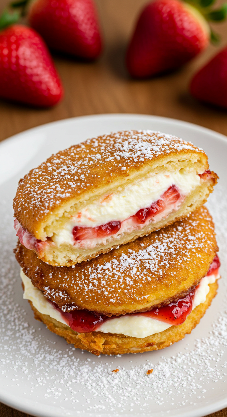 Fried Strawberry Cheesecake Sandwiches