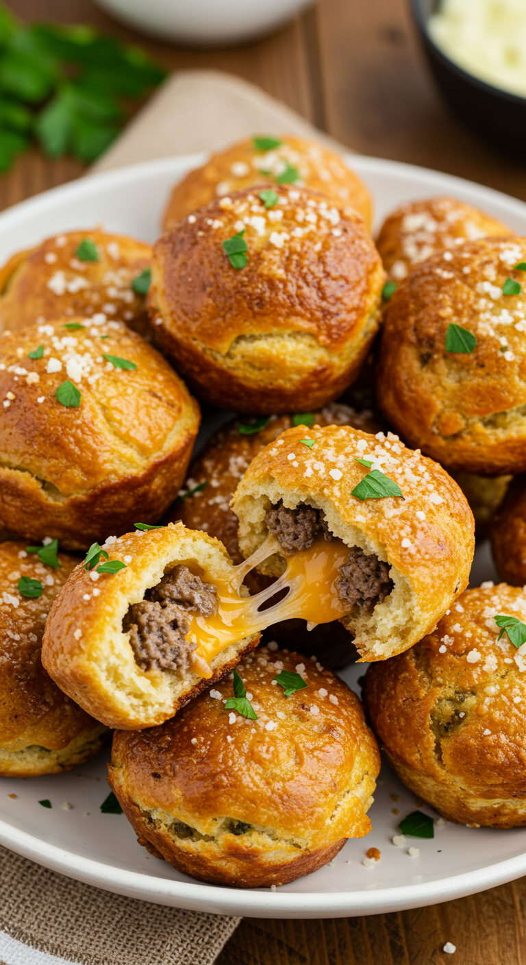 Garlic Parmesan Cheeseburger Bombs