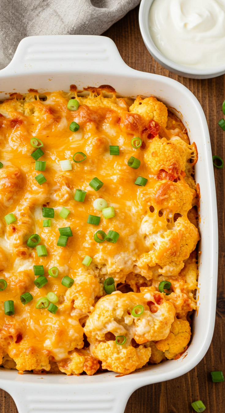 Buffalo Chicken Cauliflower Bake
