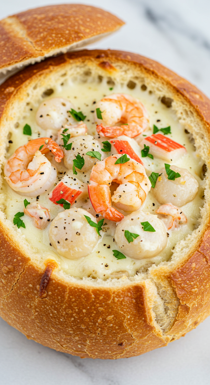 Stuffed Seafood Bread Bowl