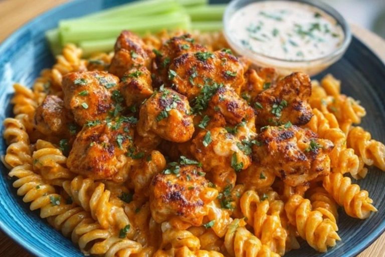 Buffalo Garlic Chicken Bites & Ranch Cajun Alfredo Twisted Pasta