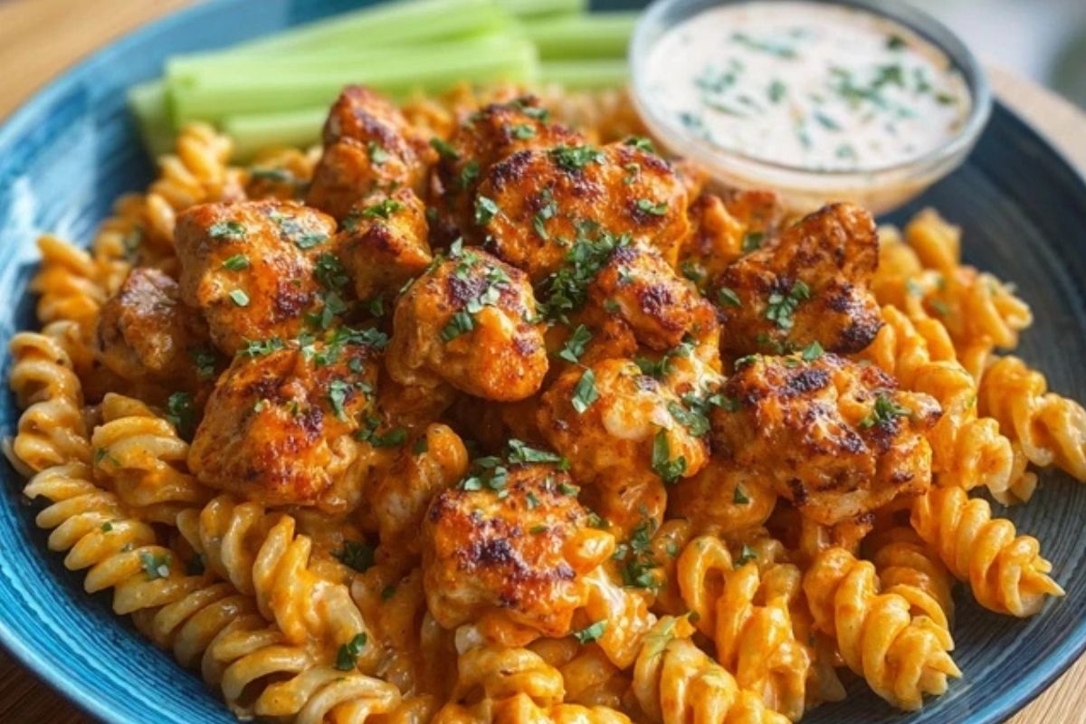 Buffalo Garlic Chicken Bites & Ranch Cajun Alfredo Twisted Pasta