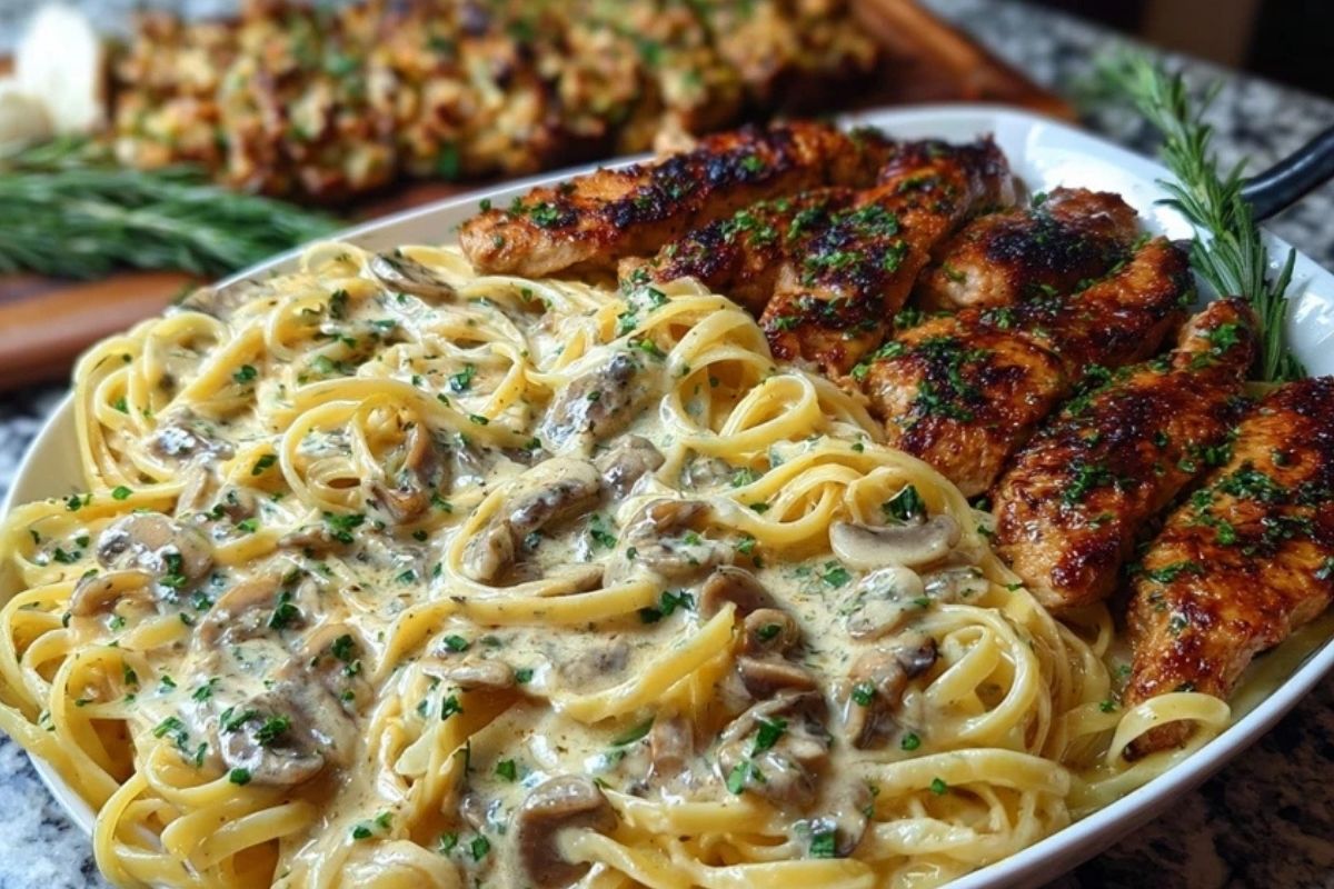 Creamy Velveeta Chicken Linguine with Mozzarella Garlic Sauce