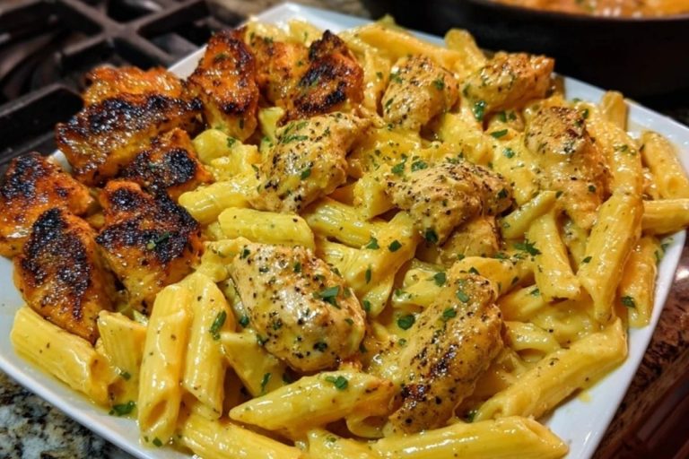 Creamy Velveeta Chicken Penne in Garlic Butter Parmesan Sauce