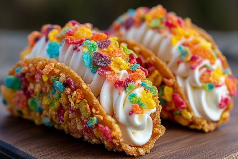 Fruity Pebbles Cheesecake Tacos