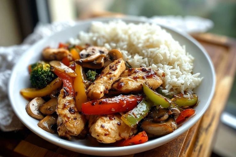 Garlic Chicken Stir-Fry with Rice