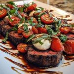 Grilled Balsamic Steak Caprese with Mozzarella, Tomatoes, and Basil