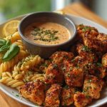 Lemon Pepper Chicken Bites & Roasted Red Pepper Cajun Alfredo Twists