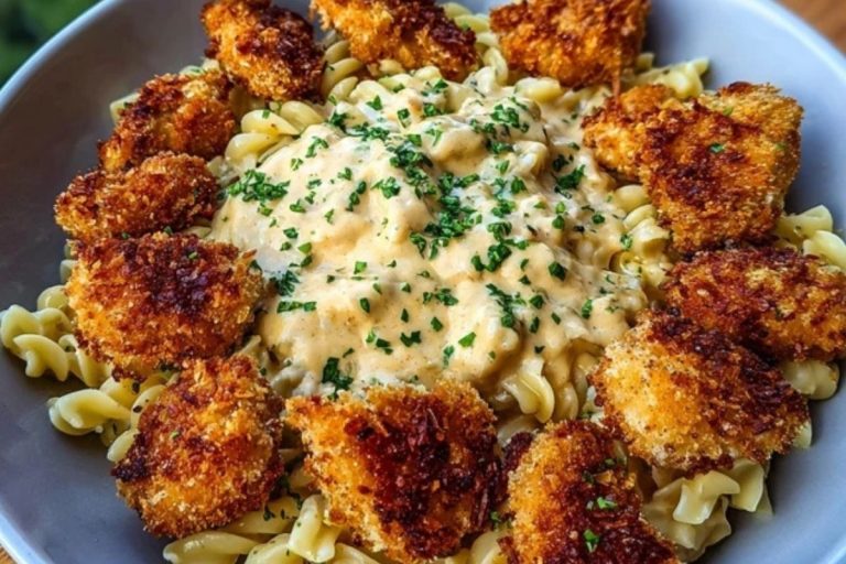Parmesan Crusted Chicken Bites & Smoked Cajun Alfredo Gemelli