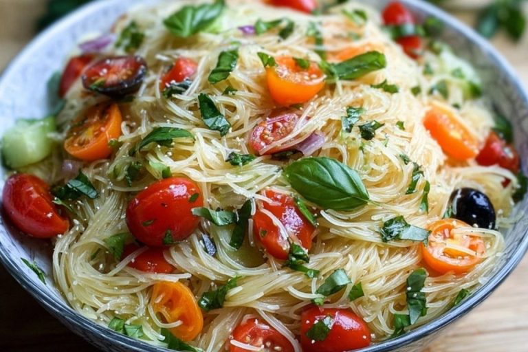 Quick Angel Hair Pasta Salad with Fresh Veggies & Herbs