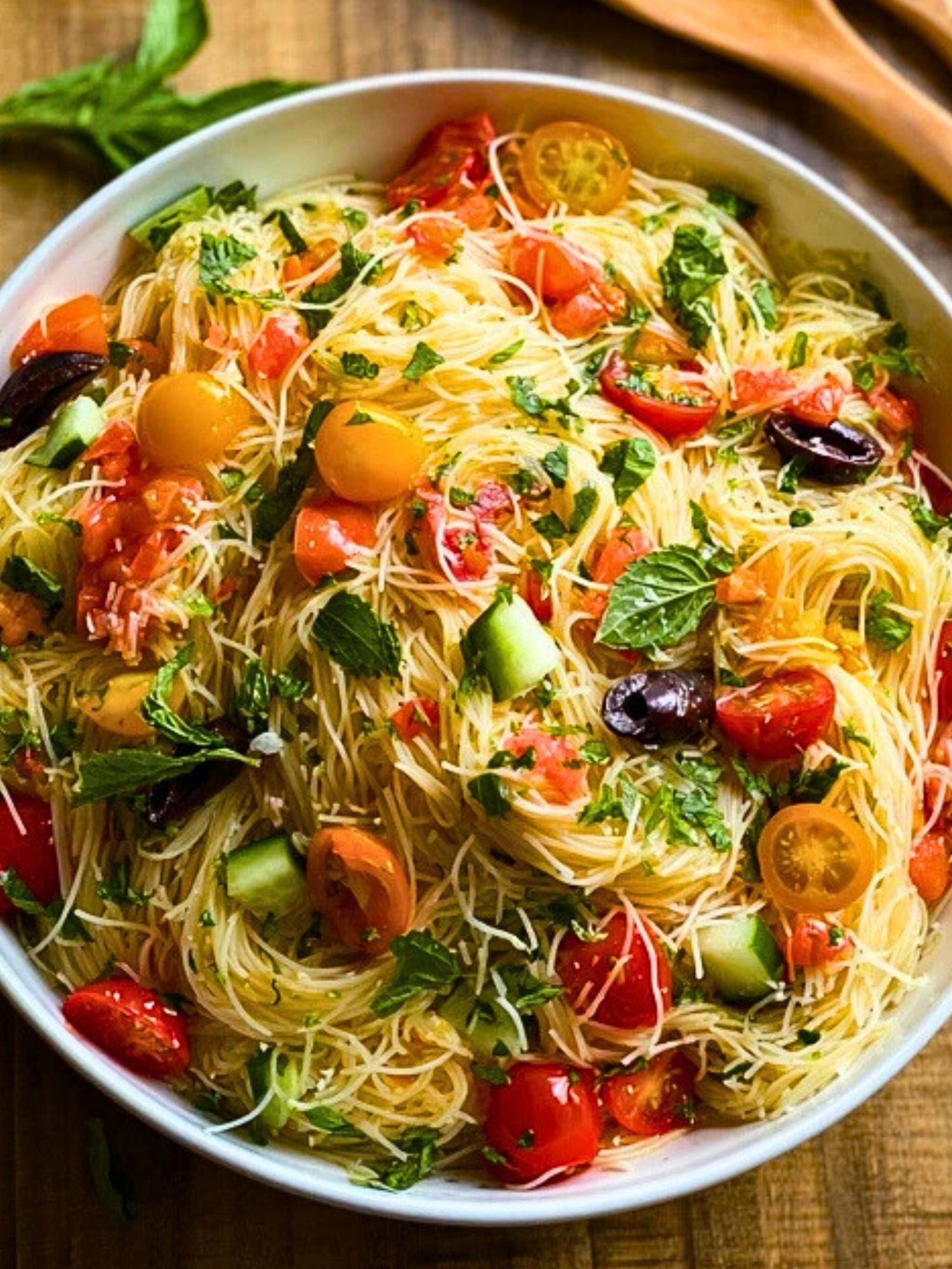 Quick Angel Hair Pasta Salad with Fresh Veggies & Herbs