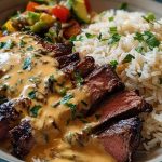 Steak and Queso with Rice