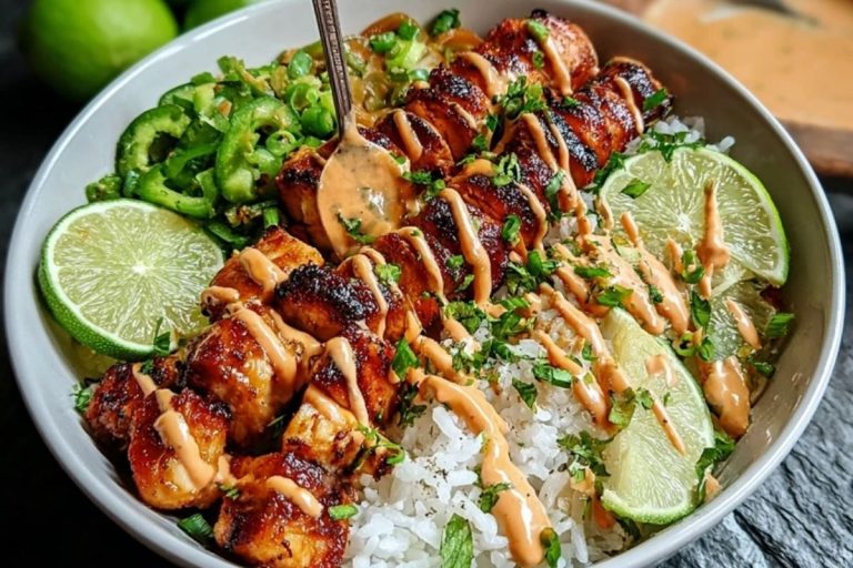 Sweet Chili Chicken Bowl with Coconut Lime Drizzle