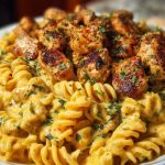 Cajun Chicken Rotini in Creamy Mozzarella Velveeta Sauce