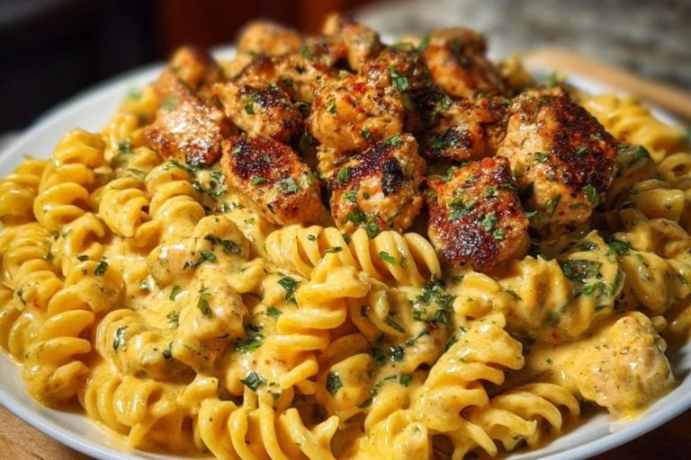 Cajun Chicken Rotini in Creamy Mozzarella Velveeta Sauce