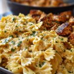 Chicken Creamy Velveeta Bowtie Pasta with Mozzarella Garlic Sauce