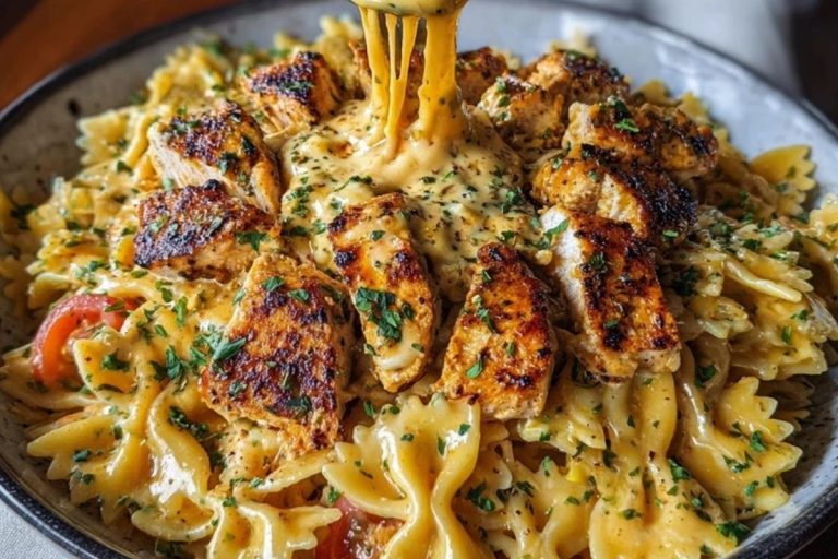 Creamy Cajun Chicken Bowtie Pasta with Garlic Cheese Sauce
