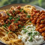 Creamy Cajun Chicken Pasta with Whipped Roasted Garlic Feta & Crispy Chickpeas