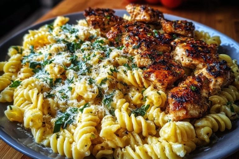 Creamy Parmesan Rotini with Cajun Garlic Butter Chicken