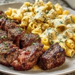 Garlic Butter Steak with Creamy Parmesan Rigatoni