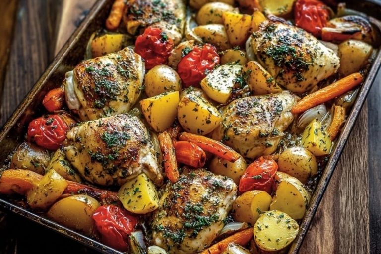 Insanely Good One-Pan Herb Chicken & Roasted Veggie Bake