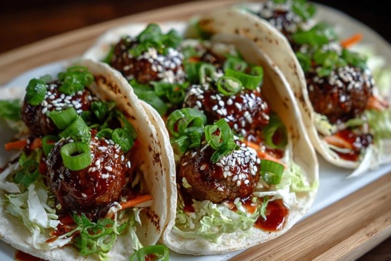 Korean BBQ Meatball Tacos