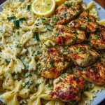 Lemon Garlic Chicken with Creamy Bowtie Pasta