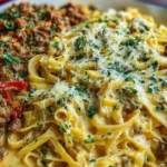 Cajun Beef Linguine in Creamy Velveeta Parmesan Garlic Sauce 1