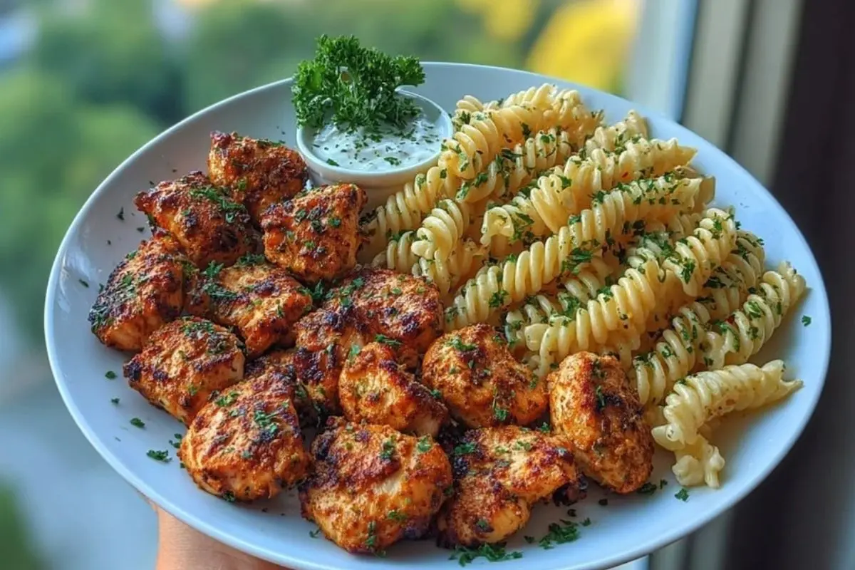 Cajun Chicken Bites with Creamy Garlic Herb Alfredo Twists 1