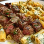 Cheesy Garlic Butter Steak with Rigatoni in Four-Cheese Sauce 1