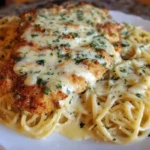 Chicken Smothered in Cheesy Alfredo Three-Cheese Spaghetti Sauce 1