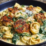 Creamy Chicken Tortellini with Spinach and Garlic Parmesan Cheese 1