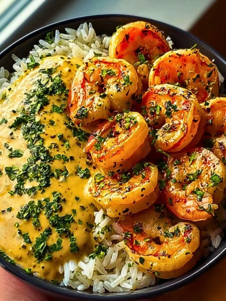 Creamy Garlic Butter Shrimp Bowl with Herb Rice 2