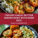 Creamy Garlic Butter Shrimp Bowl with Herb Rice Pin