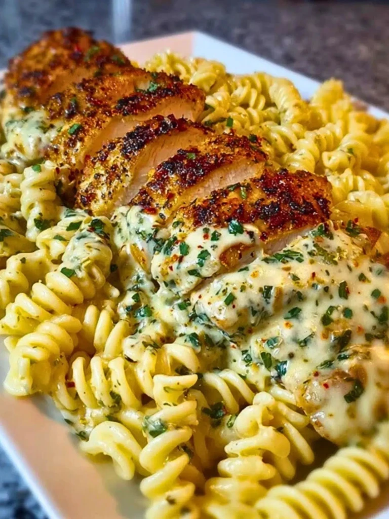 Creamy Garlic Parmesan Chicken with Cheesy Twisted Pasta 2