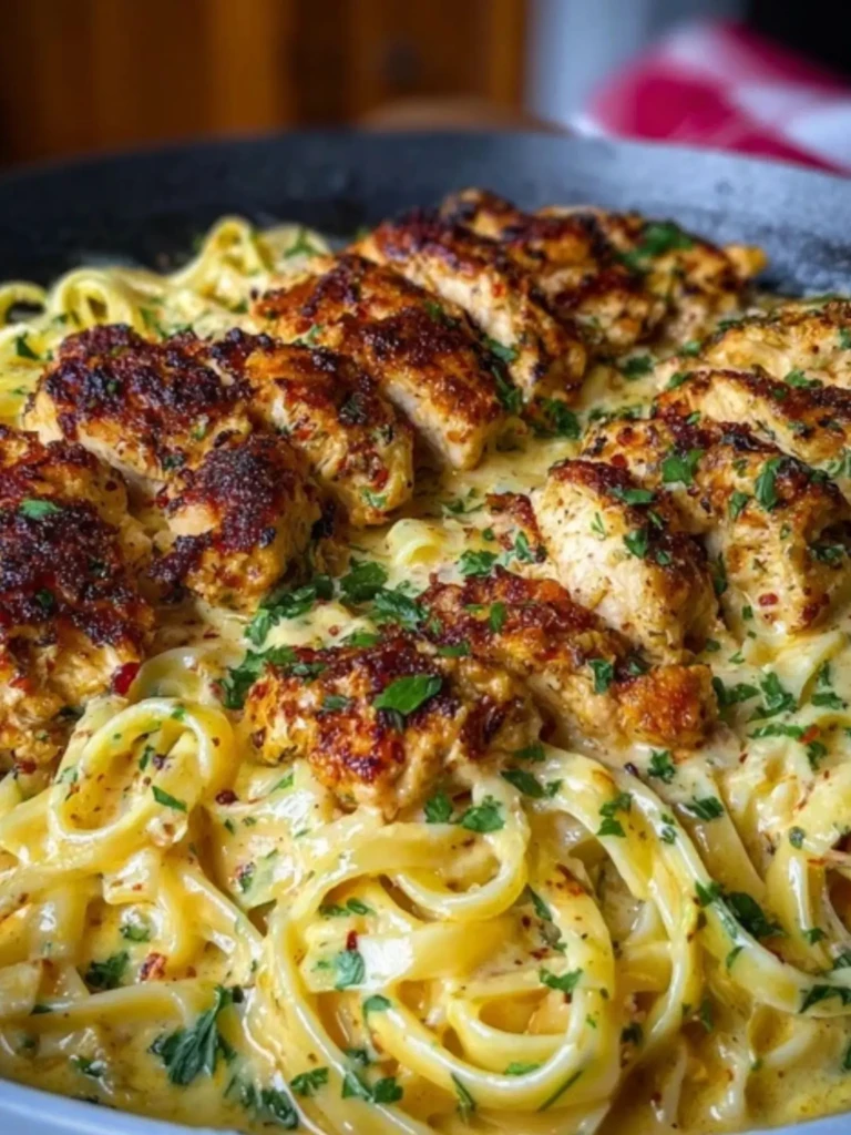 Creamy Mozzarella Chicken Linguine in Garlic Cajun Butter 2