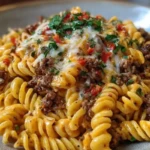 Creamy Mozzarella Rotini with Spicy Cajun Beef and Velveeta Sauce 1