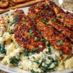 Creamy Parmesan Spinach Rice with Spicy Garlic Chicken 1