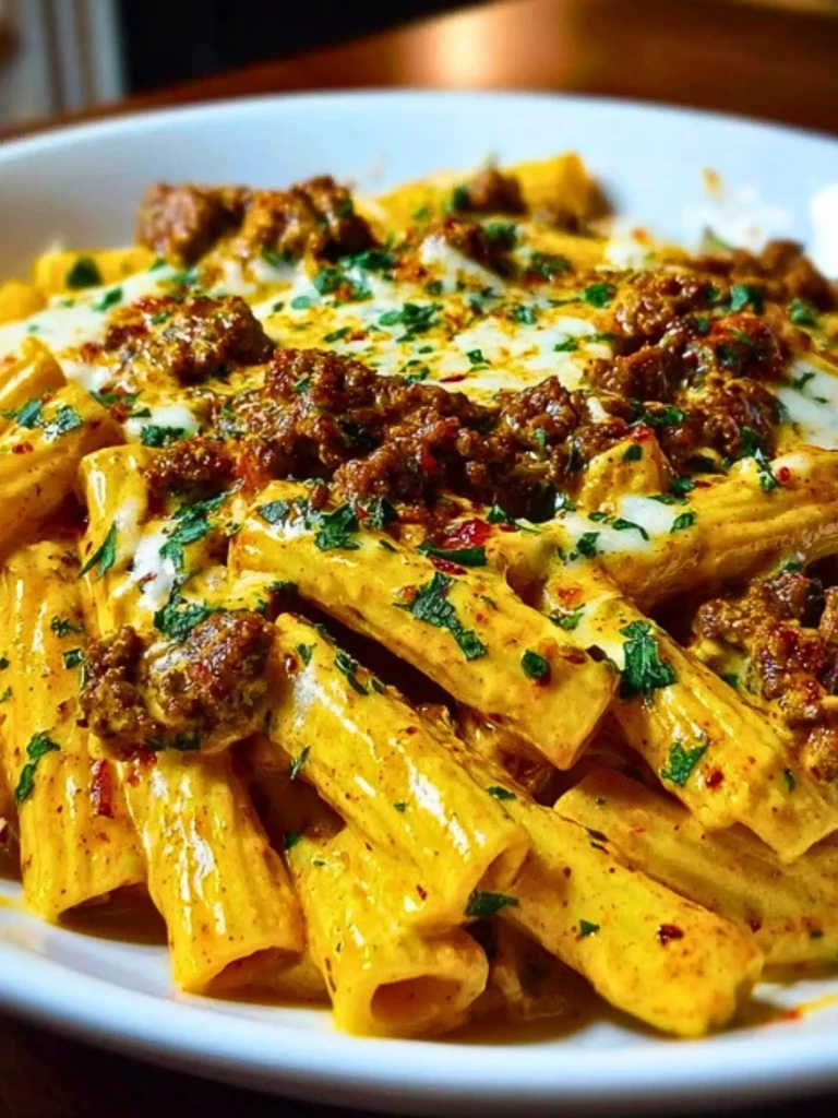 Creamy Velveeta Penne Pasta with Cajun Beef Alfredo Sauce 2