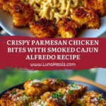 Crispy Parmesan Chicken Bites with Smoked Cajun Alfredo Recipe Pin