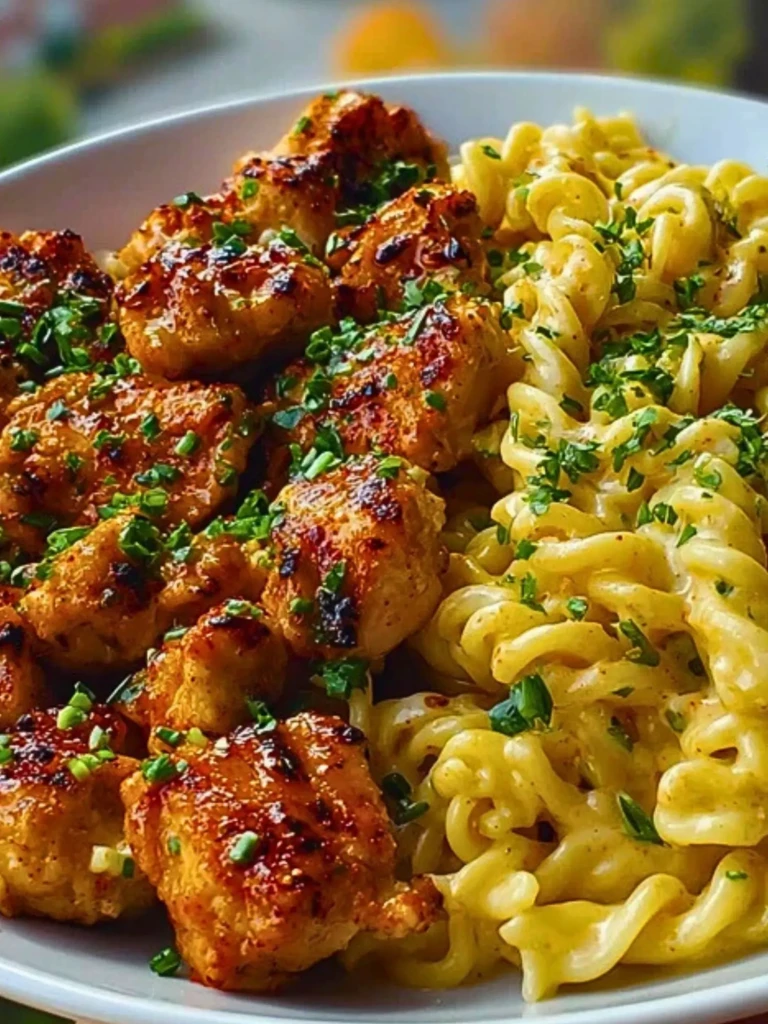 Garlic Butter Chicken Bites & Spicy Cajun Alfredo Twisted Pasta 2