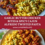 Garlic Butter Chicken Bites & Spicy Cajun Alfredo Twisted Pasta Pin