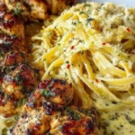 Golden Garlic Butter Chicken with Creamy Parmesan Linguine 1
