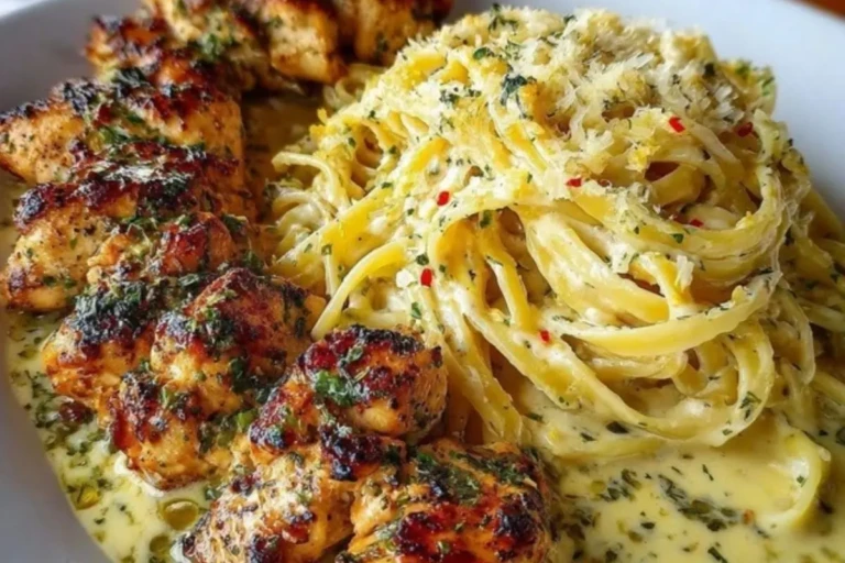 Golden Garlic Butter Chicken with Creamy Parmesan Linguine 1