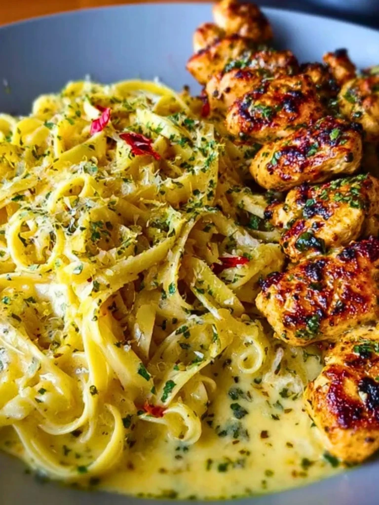 Golden Garlic Butter Chicken with Creamy Parmesan Linguine 2