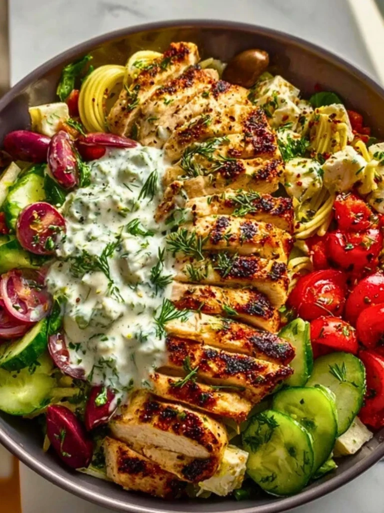 Grilled Chicken Greek Salad with Tzatziki 2