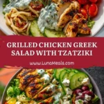 Grilled Chicken Greek Salad with Tzatziki Pin