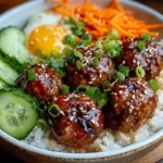 Korean BBQ Meatball Rice Bowls 1