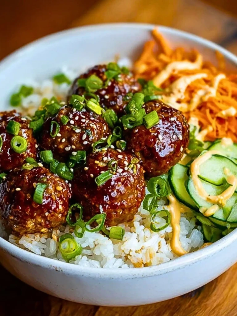 Korean BBQ Meatball Rice Bowls 2